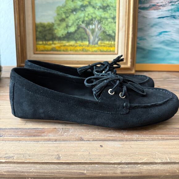 Women's J.Crew Black Suede Driving Moccasin Flat Loafer Shoes Size 9 NEW - Picture 9 of 9